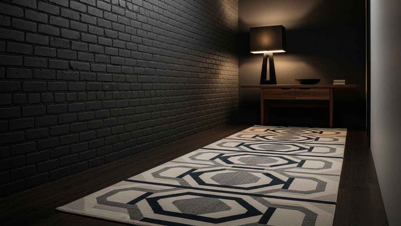A Statement Hallway with Dark Brick