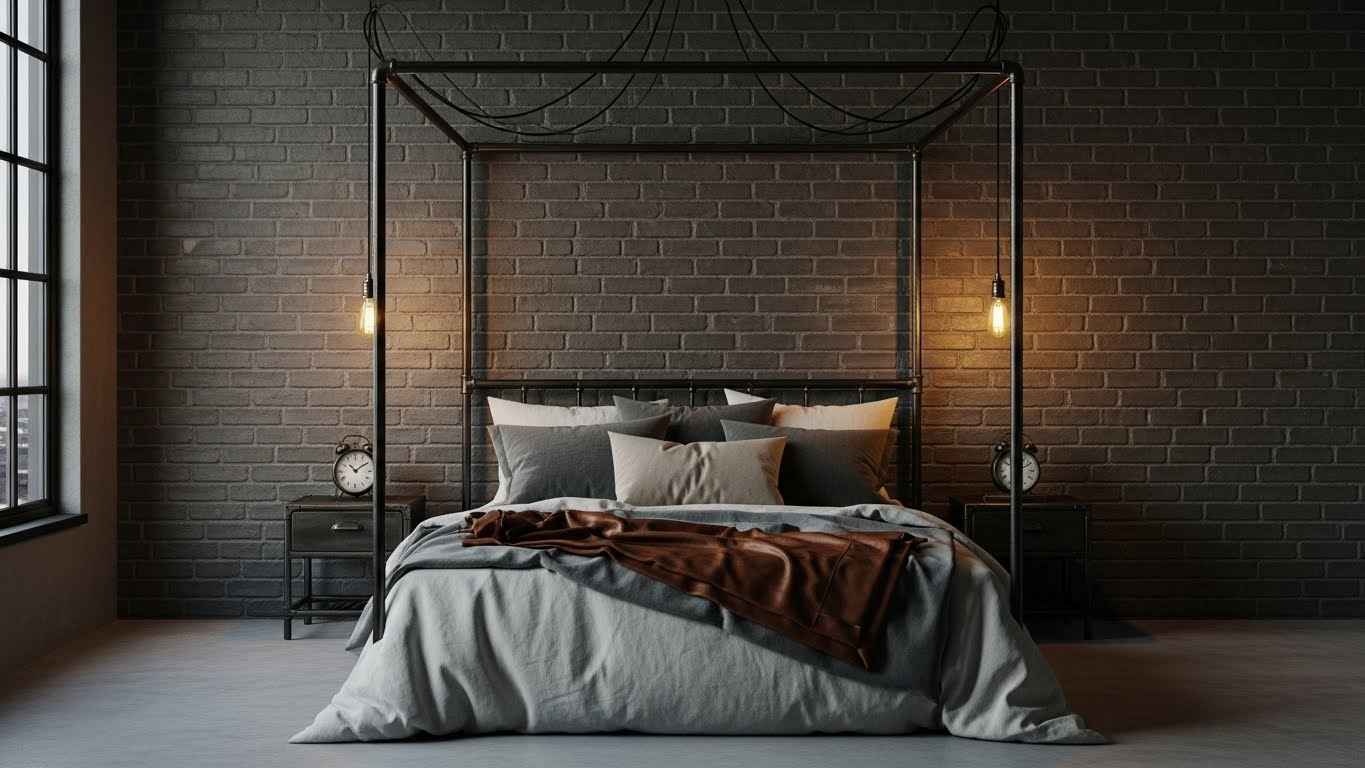 An Industrial-Chic Loft with a Canopy Bed