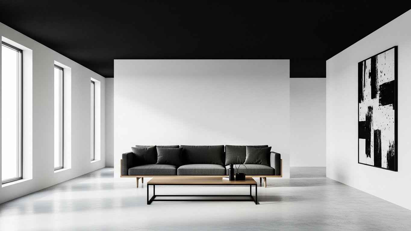 Black Ceiling in a White Room