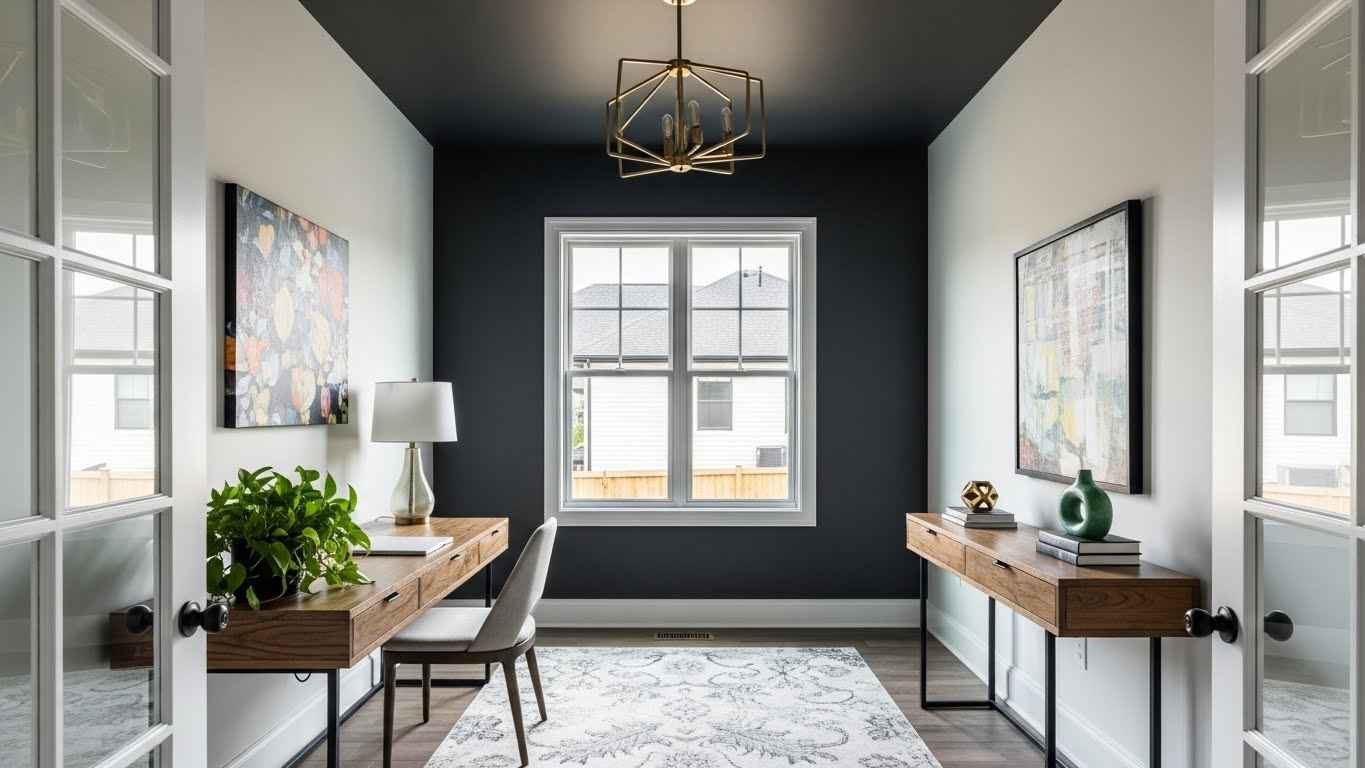 Charcoal Ceiling, Light Walls