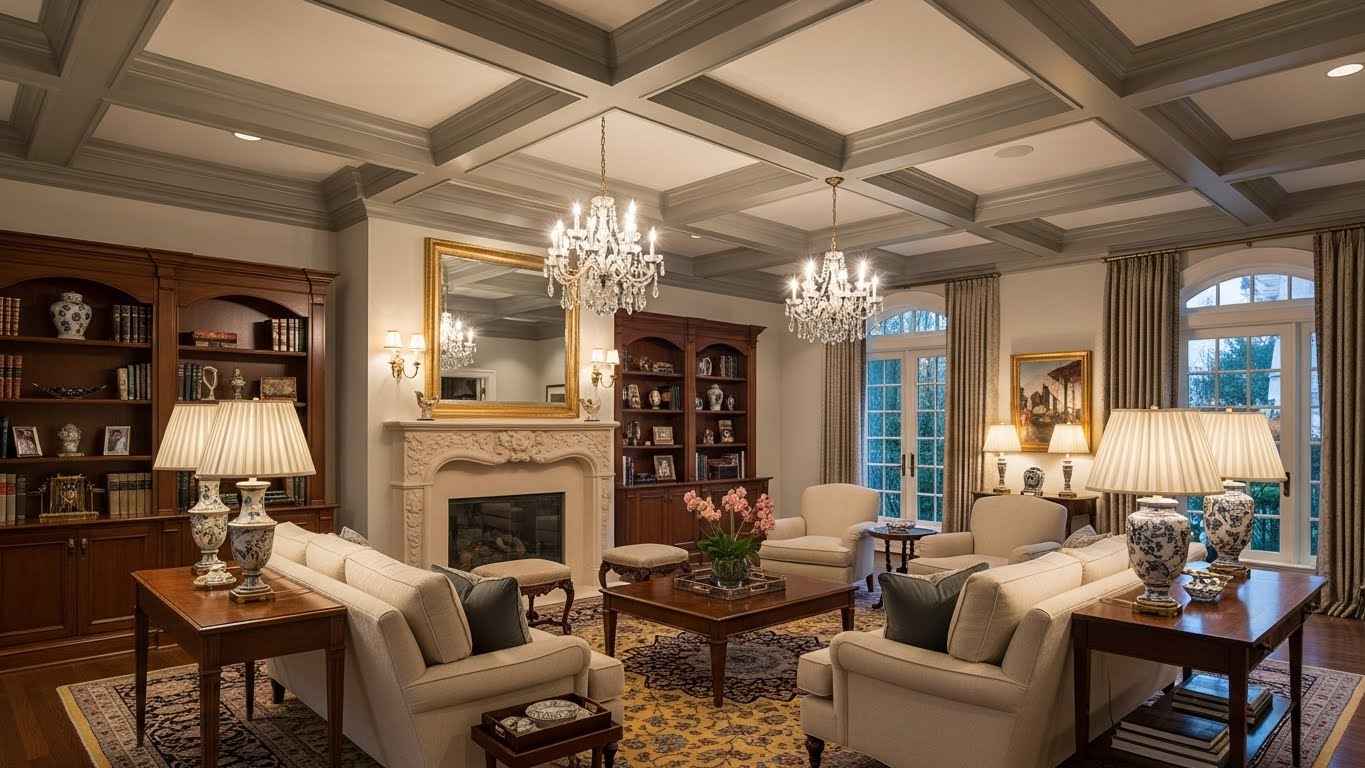 Coffered Ceiling in Charcoal