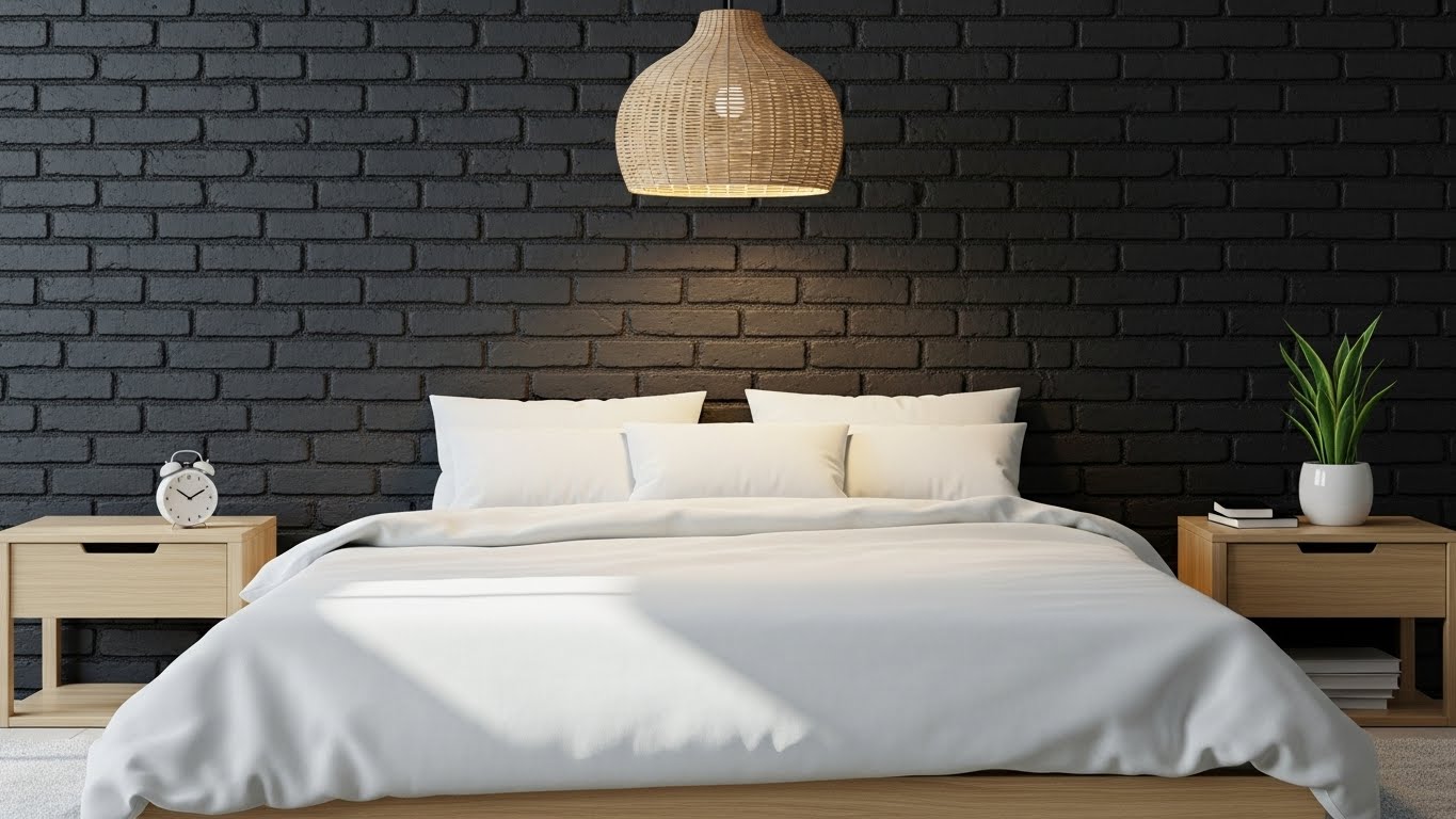 Cozy Bedroom with Textured Accent Wall