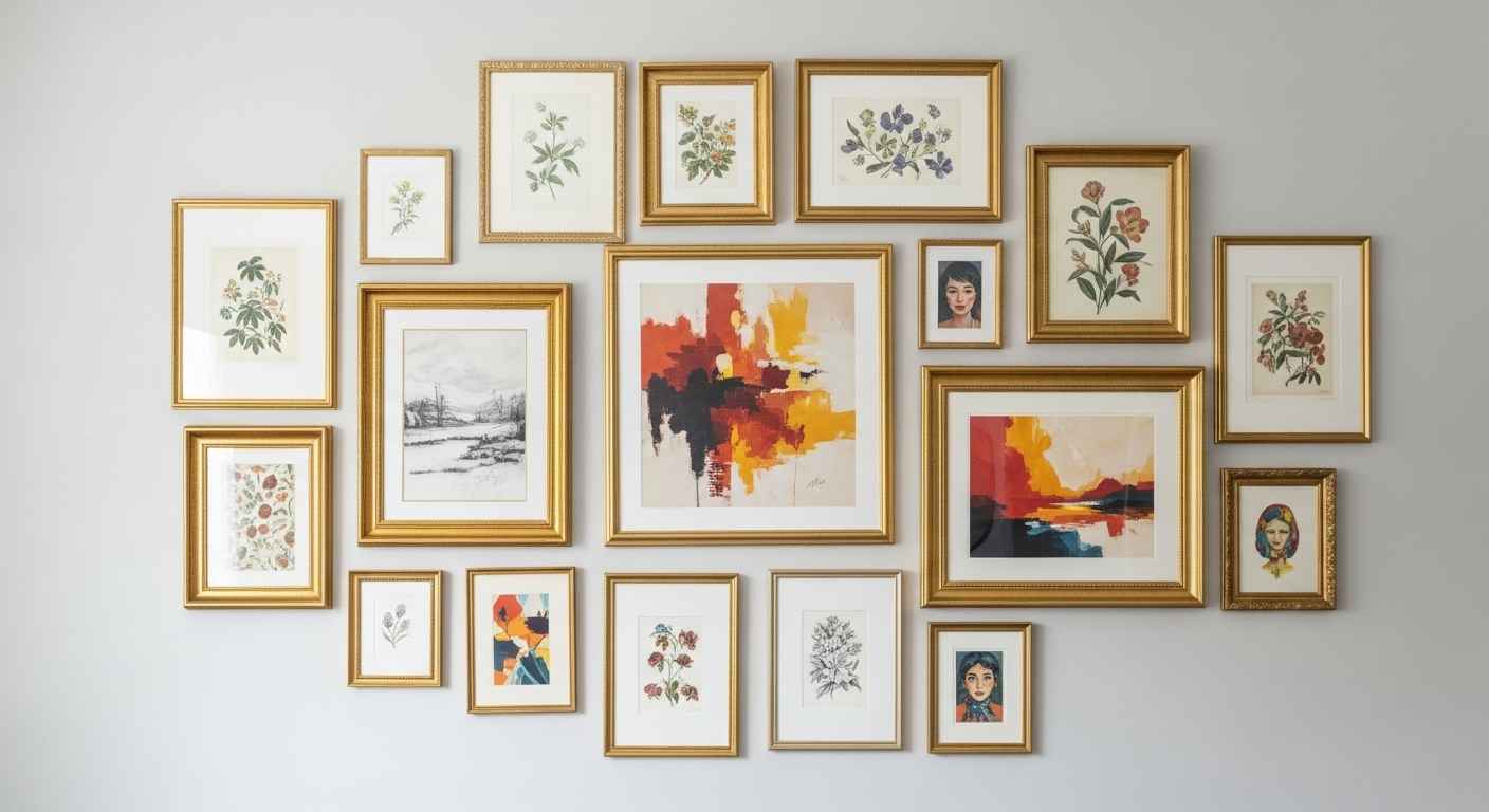 Curated Art in Gold Frames