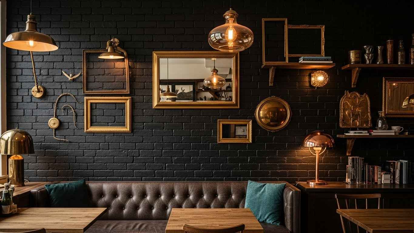 Dark Brick and Metallic Accents