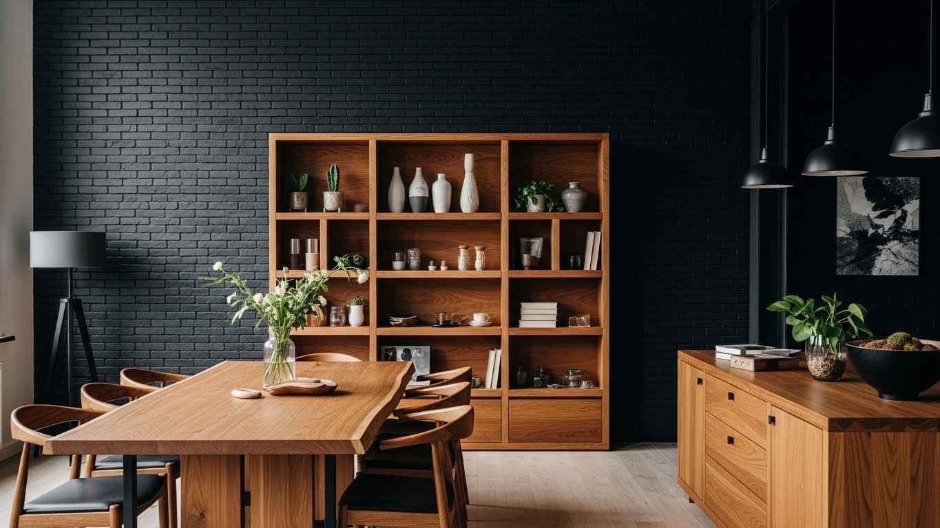 Dark Brick and Warm Wood Tones