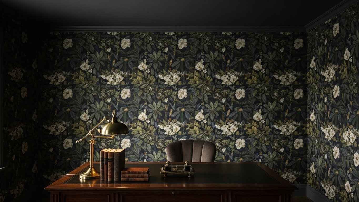 Dark Ceiling, Bold Wallpaper