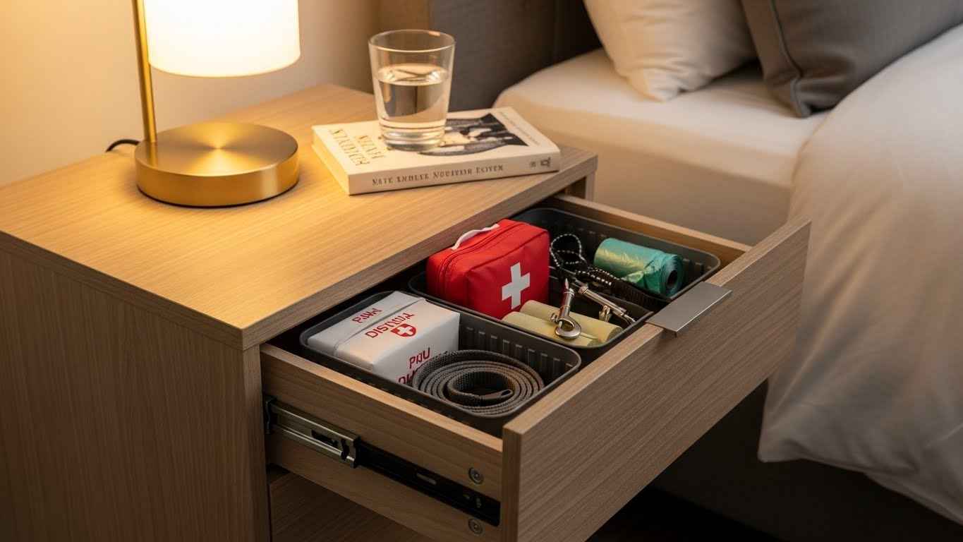 Emergency Pet Kit in the Nightstand