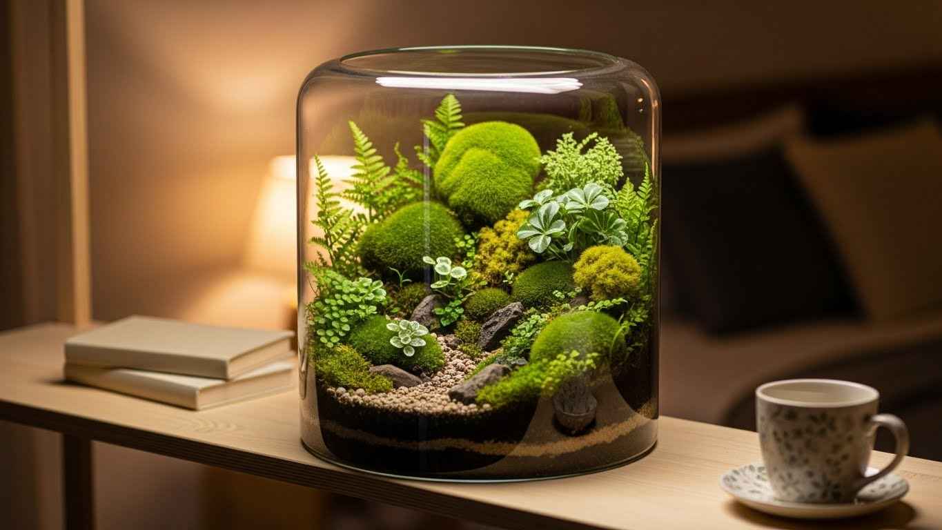 Faux Greenery in a Terrarium
