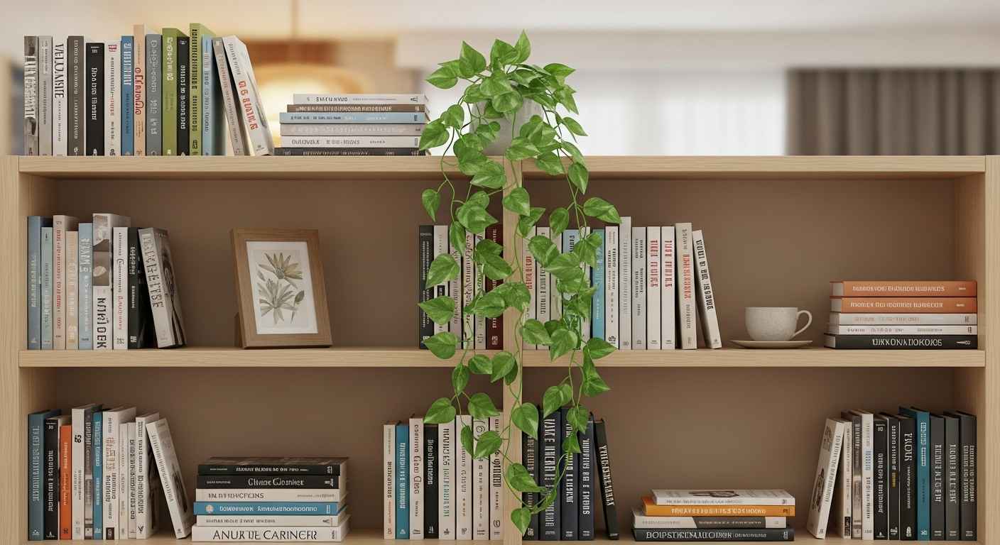 Faux Trailing Plants for a Bookshelf