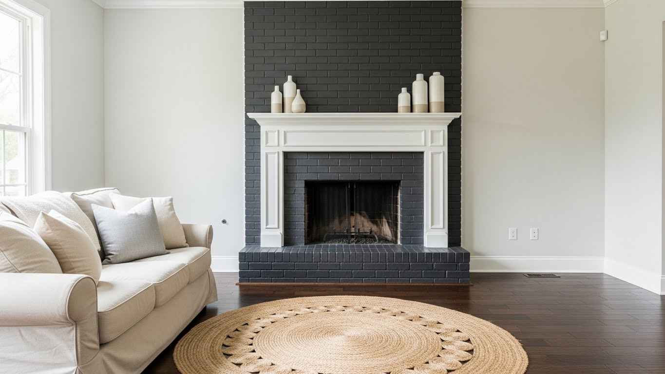 Modern Farmhouse with a Dark Brick Fireplace