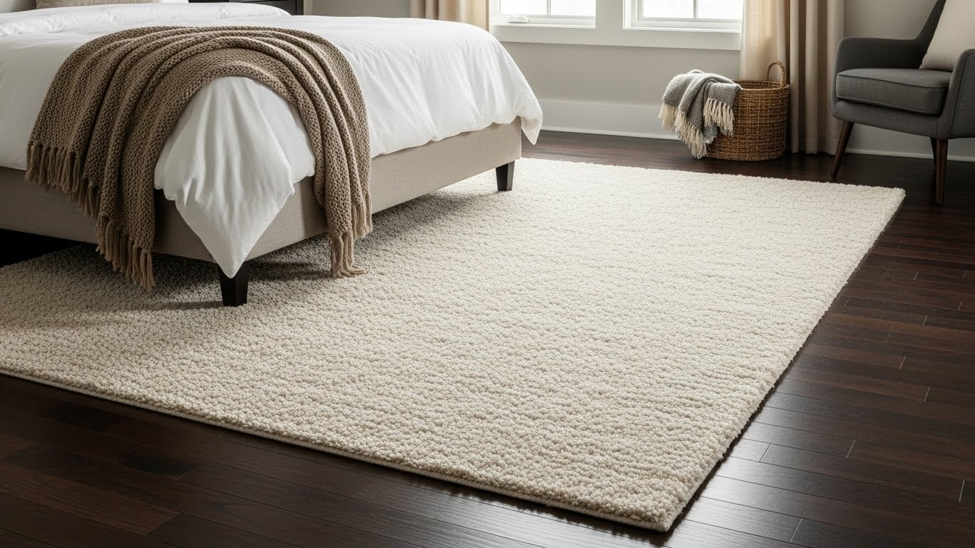 Plush Rug on Sleek Floors