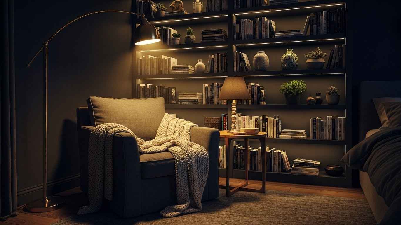 Shadowy Nook with Layered Lighting