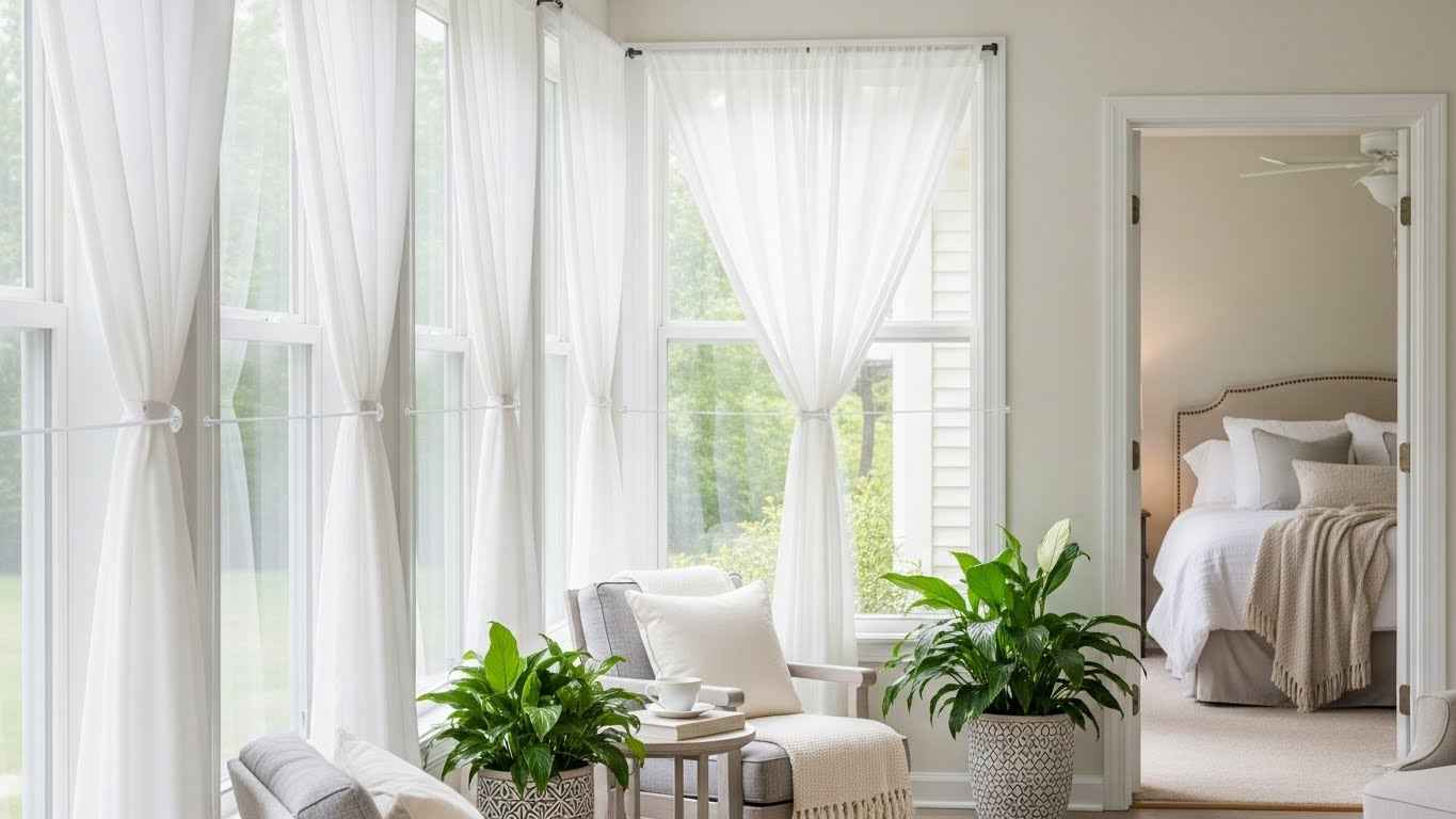 Sheer Curtains with Delicate Tie-Backs