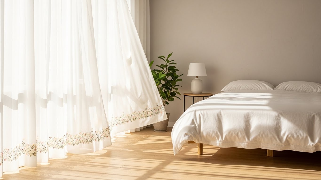 Sheer Embroidered Voile Panels