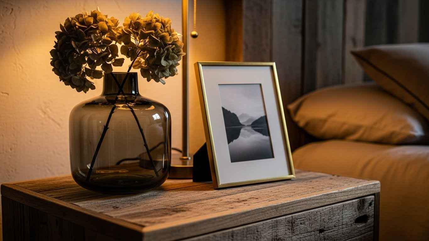 Smoky Glass & Brass Accents