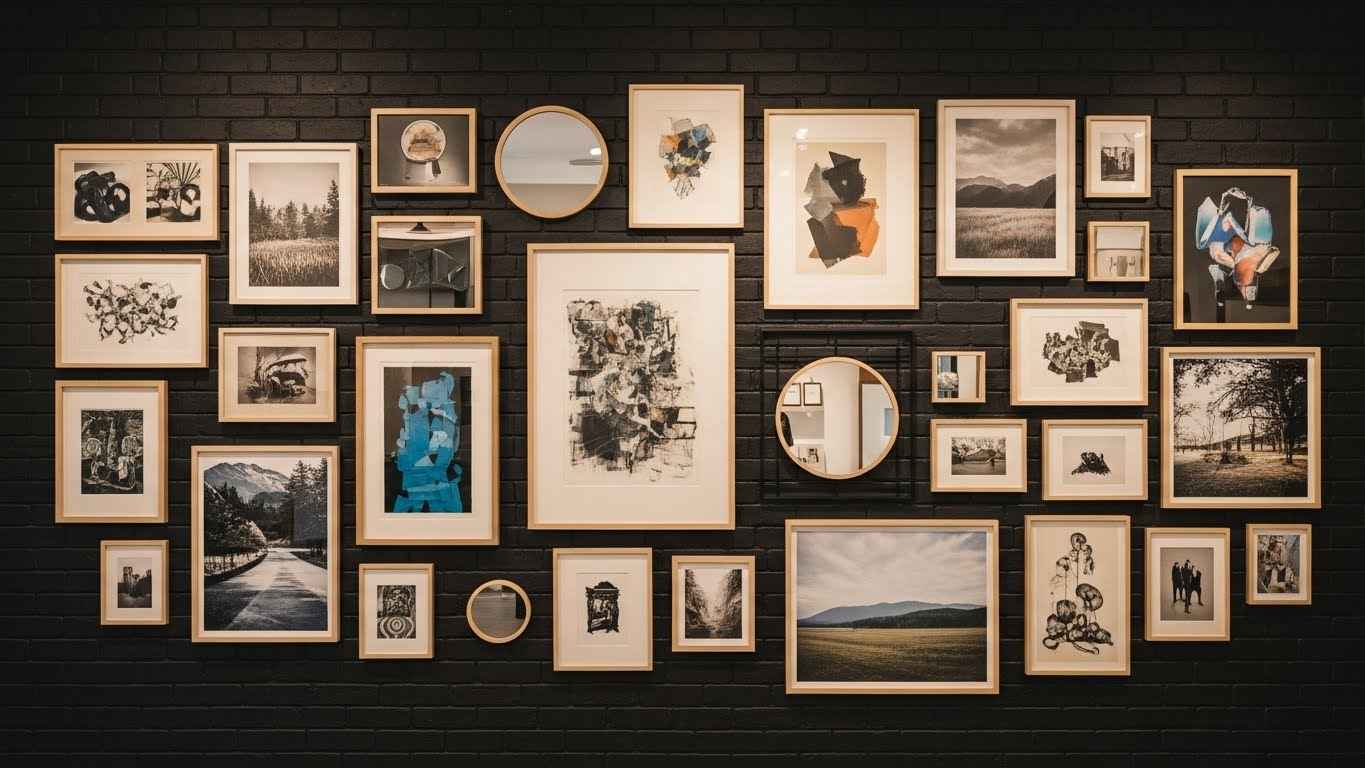 The Eclectic Gallery Wall on Dark Brick