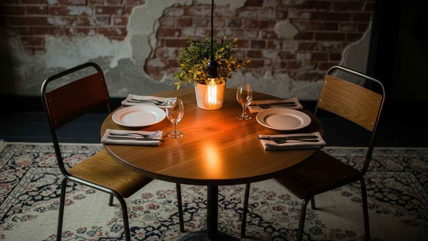 The Intimate Dark Brick Dining Nook