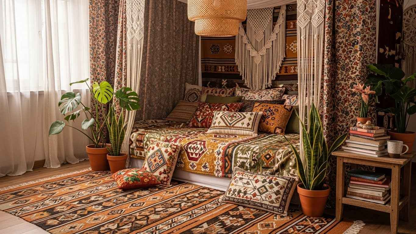 The Textured Bohemian Canopy Retreat