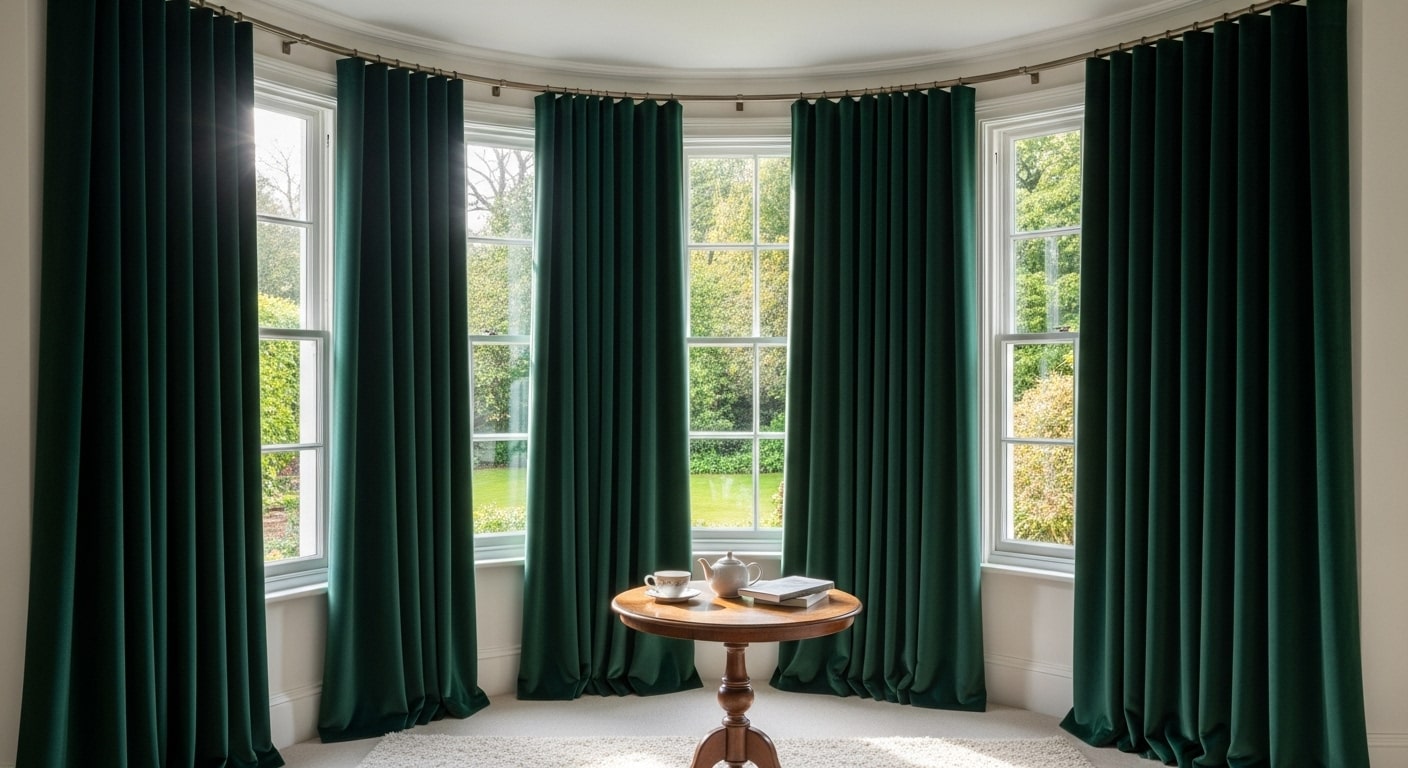 Velvet Curtains for Bay Windows