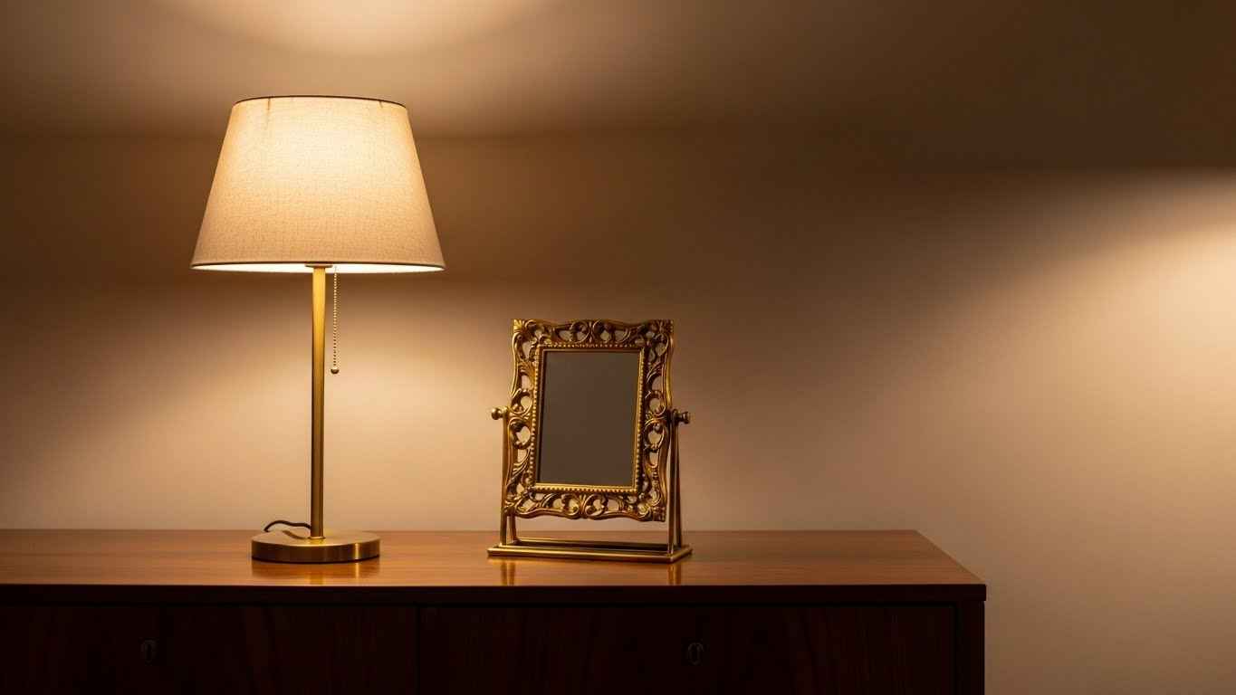 Warm Metallics Against Dark Wood Tones