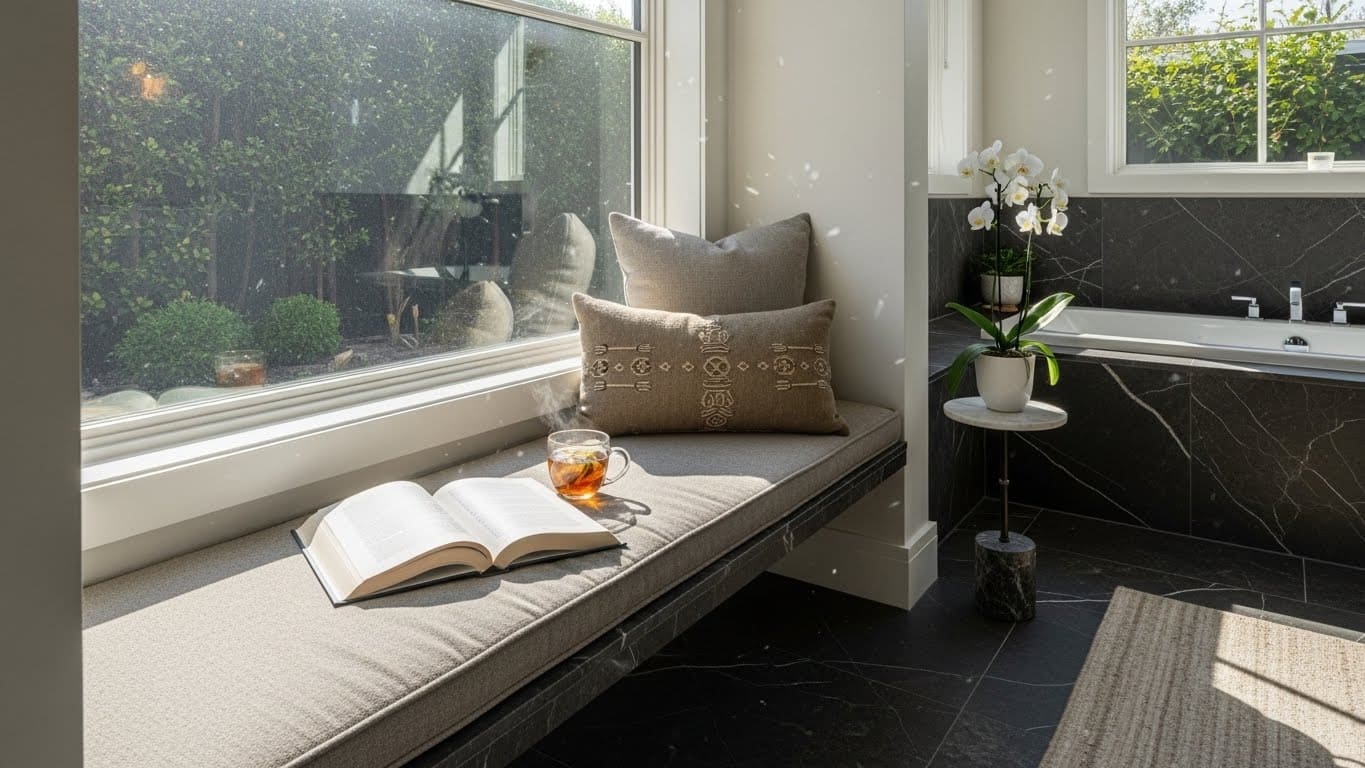 A Cozy Nook with Dark Stone