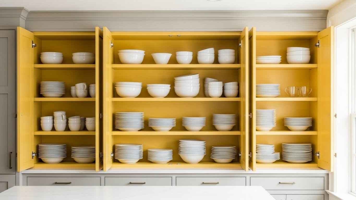 Buttery Yellow Cabinet Interiors