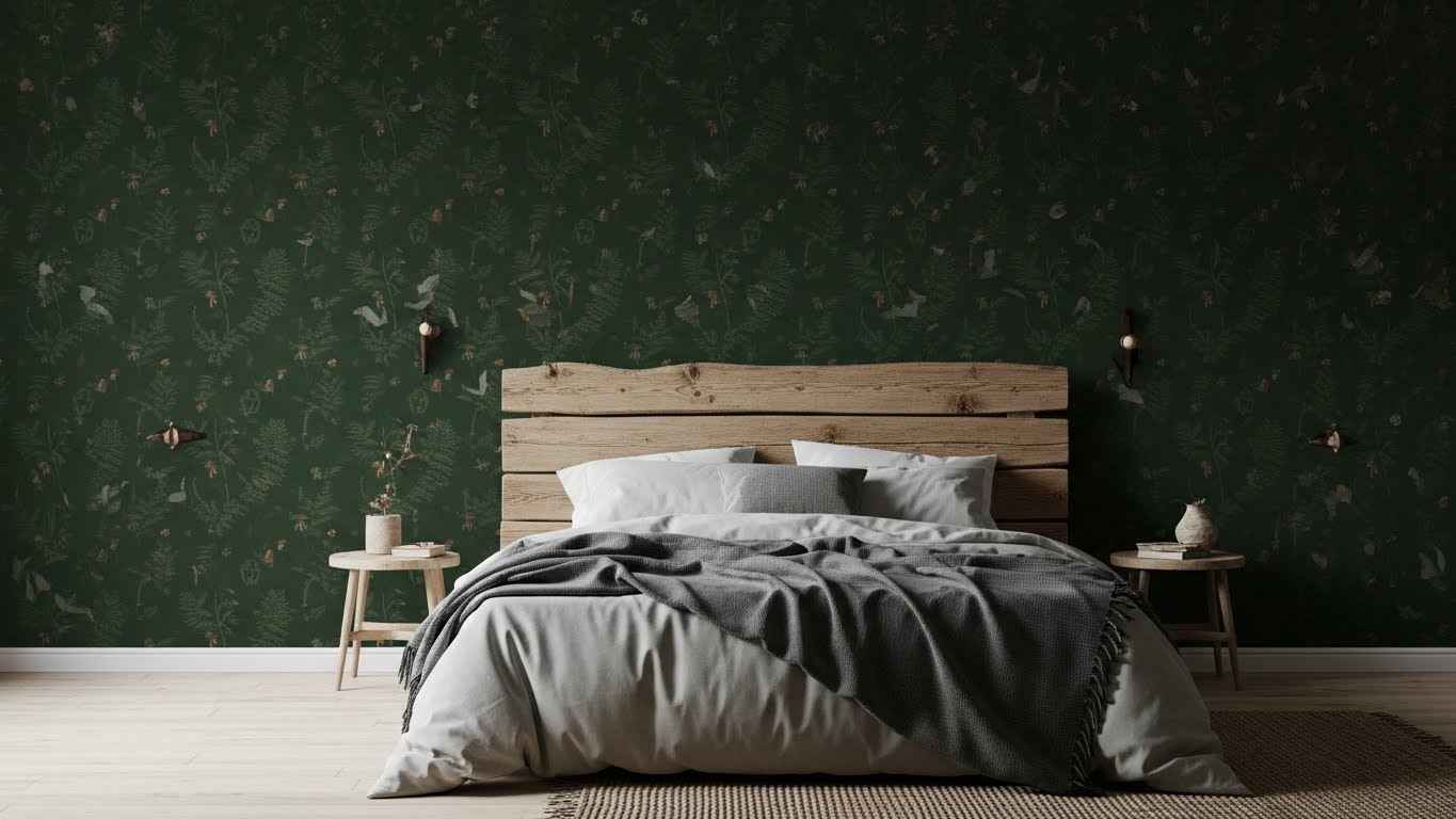 Dark Wallpaper with Woodland Charm