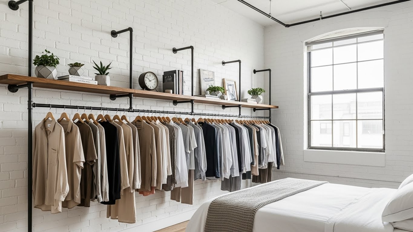 Industrial Pipes as Bedroom Decor