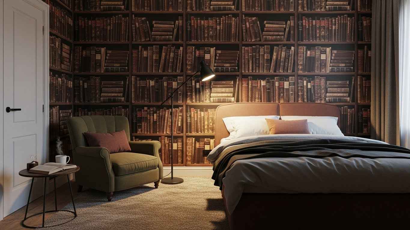 Luxe Library Wall with Faux Books