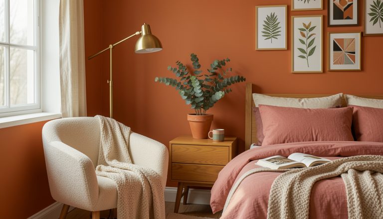 16 Orange and Pink Bedrooms With a Soft Retro Mood