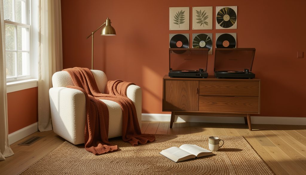 18 Cozy Orange Bedrooms Made for Rainy Nights and Vinyl