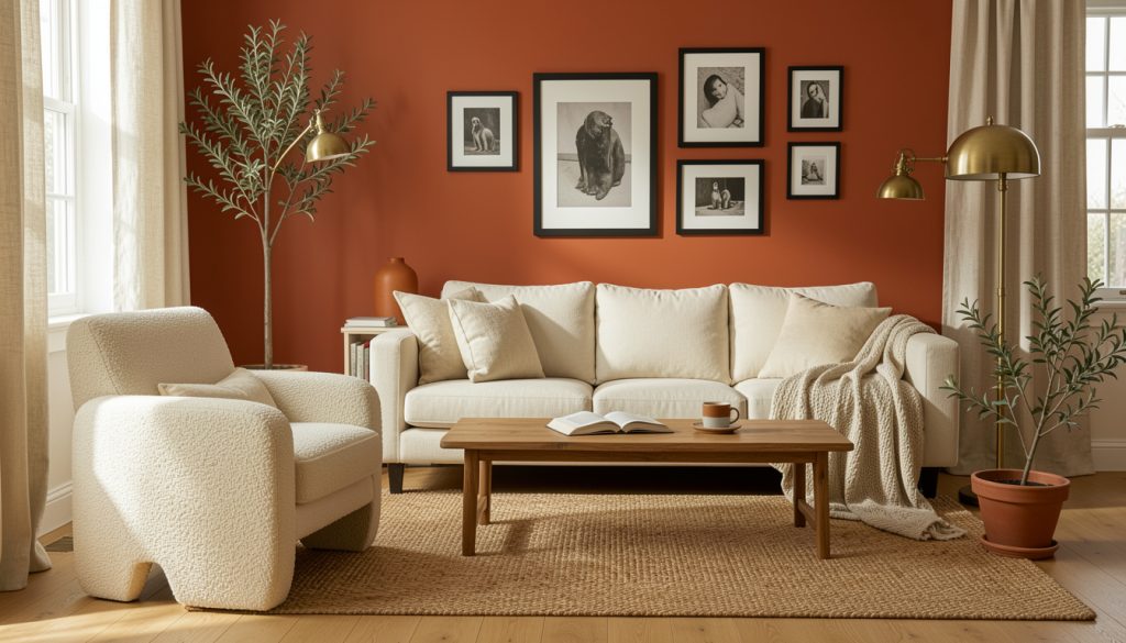 How to Style Burnt Orange Walls With Cream and Wood Tones