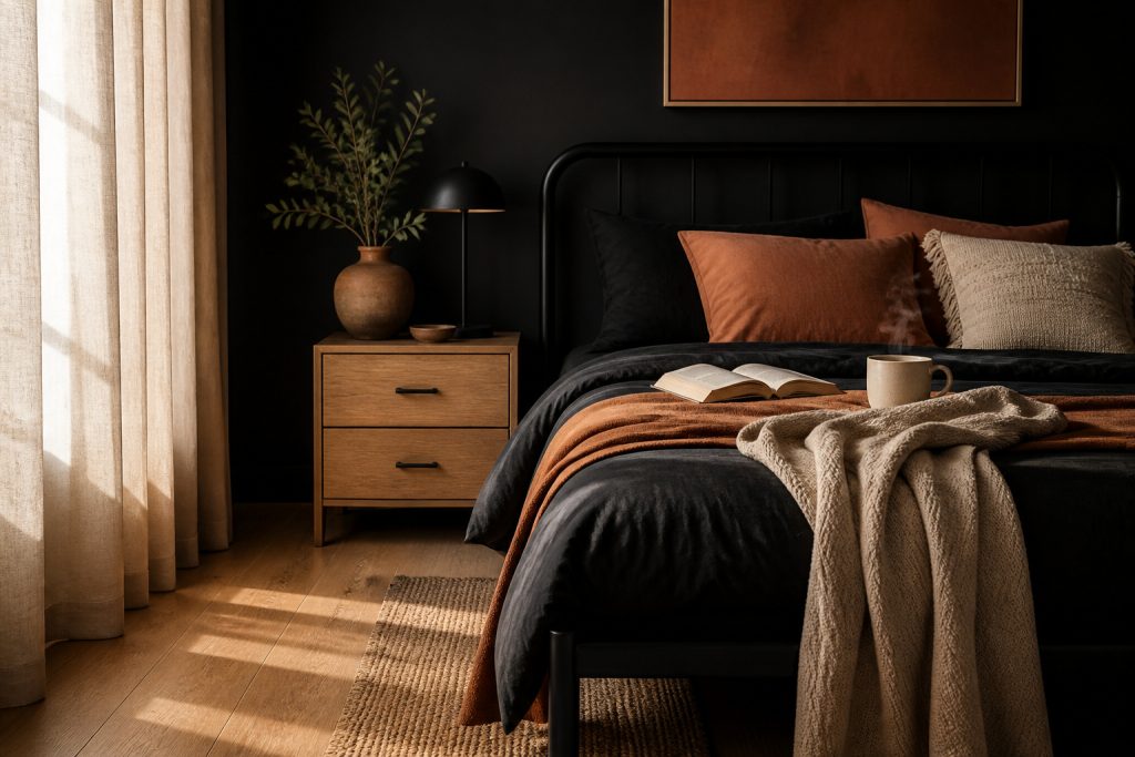 15 Small Black and Orange Bedrooms That Still Feel Calm, Not Cramped