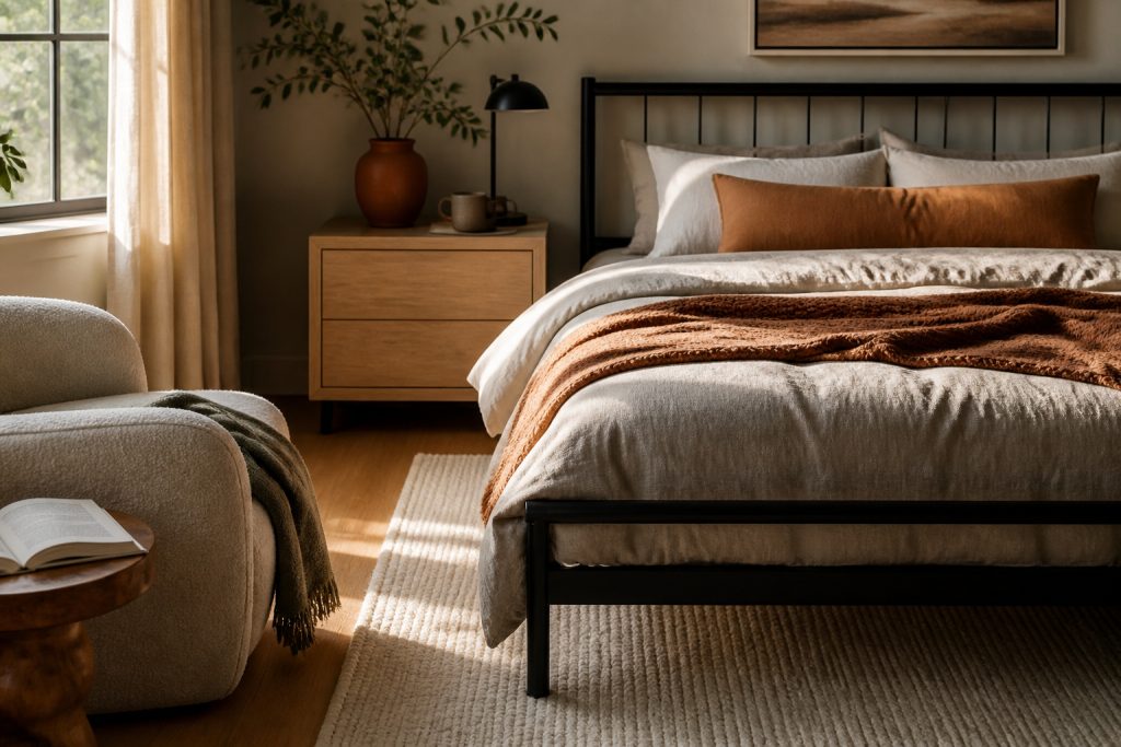 How to Decorate a Black and Orange Bedroom Without Going Full Halloween