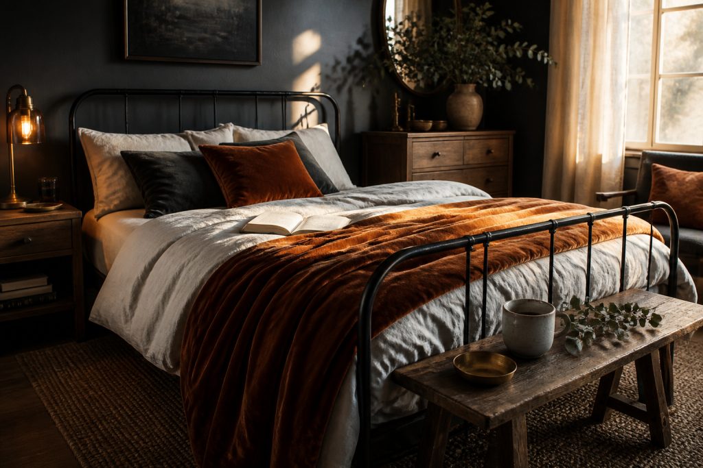 11 Black and Orange Halloween Bedroom Ideas Without the Cartoon Clutter