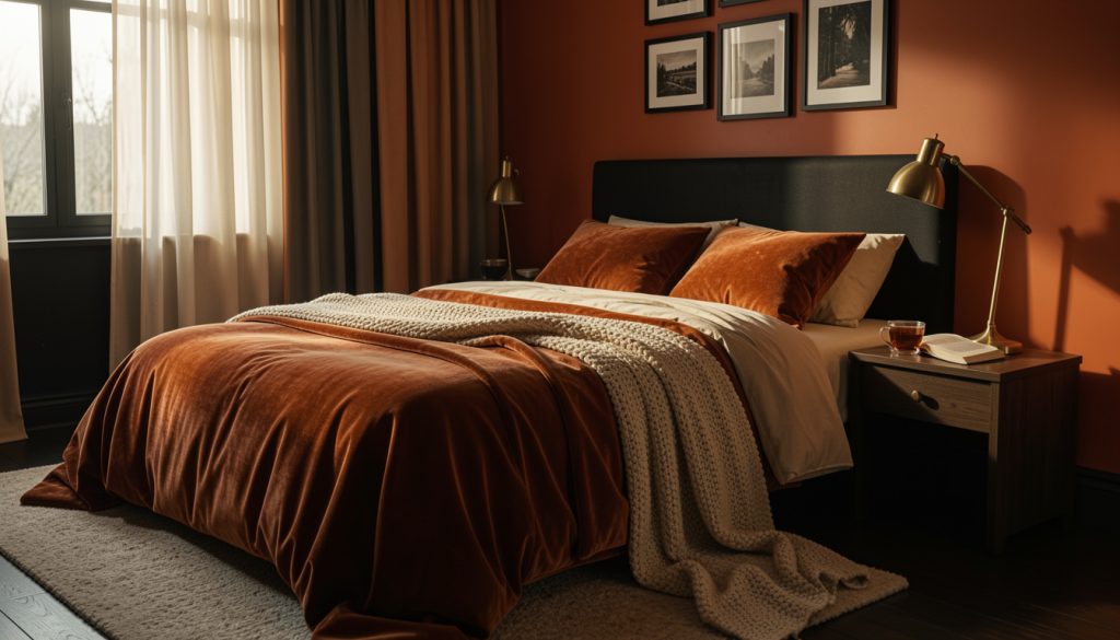 13 Burnt Orange and Black Bedroom Ideas for a Cozy Dark Look