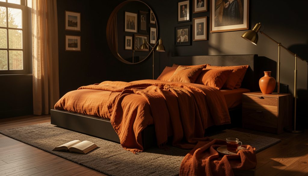 How to Decorate a Black and Orange Bedroom Without Going Full Halloween