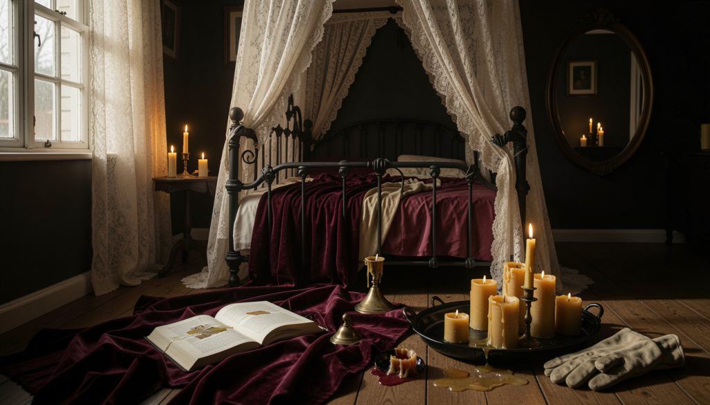 15 Gothic Haunted Bedroom Looks With Candles, Lace, and Shadows